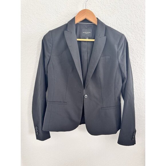 Banana Republic Classic Fit Marzotto Wool Women's Blazer 4 Black Washable Office - Picture 1 of 8